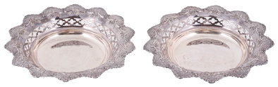 A pair of George V silver pierced bon-bon dishes, hallmarked Sheffield 1910