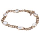 A 9ct gold curbed link moonstone bracelet