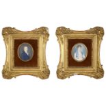 Two portrait miniatures on ivory in gilt frames, 19th century