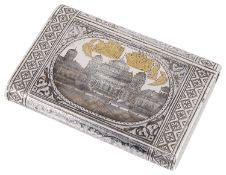 A Russian silver and niello work cigarette/vesta case, Moscow 1893