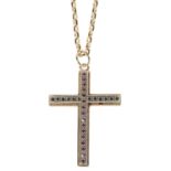A Modern gold coloured metal sapphire and ruby cross