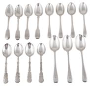 A selection of early 19th and mid 20th century silver teaspoons