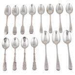 A selection of early 19th and mid 20th century silver teaspoons