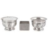 A pair of Edwardian silver pedestal salts, hallmarked Birmingham 1903