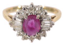 A ruby and diamond set fancy ring