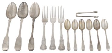 A selection of George III and Victorian silver flatware