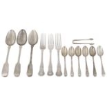 A selection of George III and Victorian silver flatware