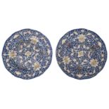 A pair of early 20th century Chinese blue enamel porcelain dishes