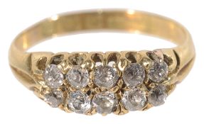 A Victorian two row diamond set gypsy ring