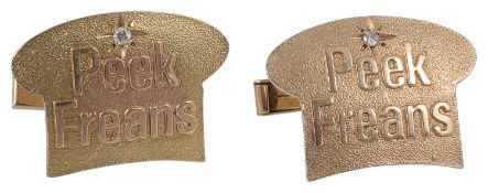 An amusing pair of diamond set of 'Peak Freans' biscuit cufflinks