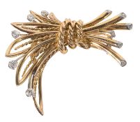 A Marchak of Paris diamond set tied wheat sheaf brooch, signed