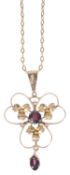 A 9ct gold Edwardian garnet pendant