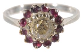 A continental ruby and diamond cluster ring