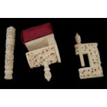 Three Cantonese late 19th/early 20th century ivory sewing accessories