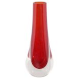 A Whitefriars ruby red glass teardrop vase, 20th century
