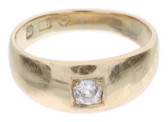 A ladies 18ct gold single stone diamond ring in gypsy setting