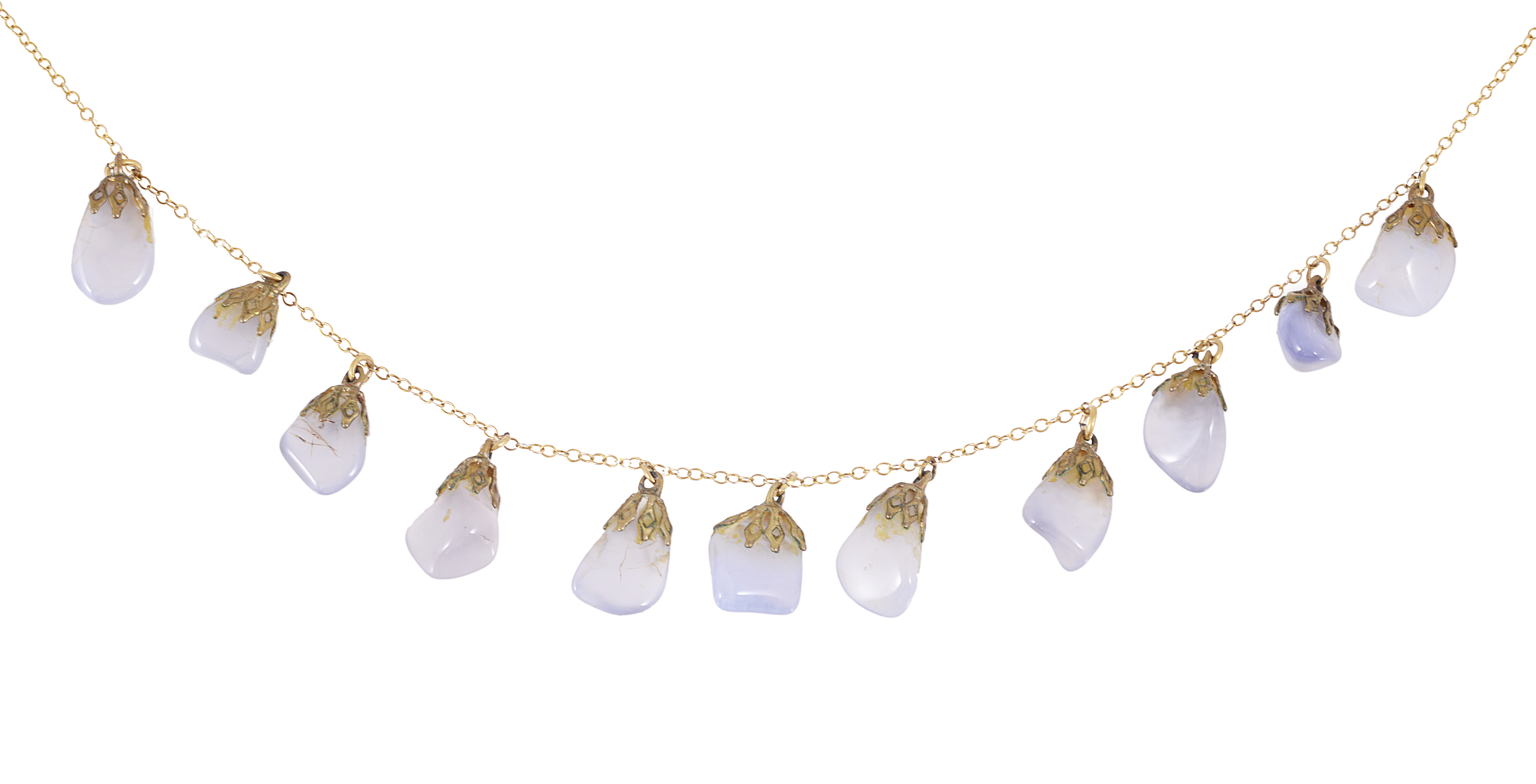 A delicate lilac stone drop necklace