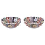 A pair of late 19th century Japanese Imari lobed bowls