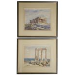 A pair of early 20th century watercolours of Greek ruins