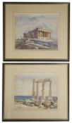 A pair of early 20th century watercolours of Greek ruins