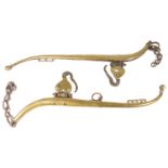 Two Victorian brass horse hames, (2).