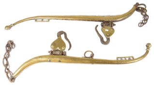 Two Victorian brass horse hames, (2).