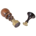Two mahogany and brass seals,