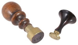 Two mahogany and brass seals,