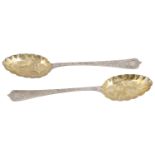 A pair of Victorian silver berry spoons, hallmarked Birmingham 1899