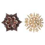 An attractive Bohemian garnet set floral star brooch