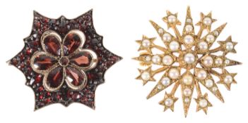 An attractive Bohemian garnet set floral star brooch