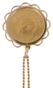 A Persian fine gold coin pendant