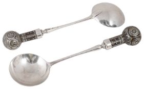 A pair of Victorian silver serving spoons, hallmarked London 1878 by Holland, Aldwinckle & Slater