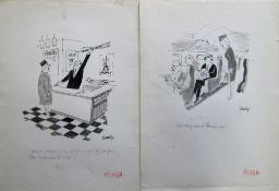 Smilby, Francis Wilford-Smith a collection ink & pen 'Air Travel' themed artists rough drawings