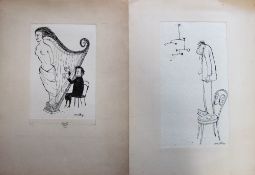 Smilby, Francis Wilford-Smith a collection ink and pen 'Art & Antique' themed artists rough drawings