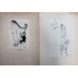 Smilby, Francis Wilford-Smith a collection ink and pen 'Art & Antique' themed artists rough drawings