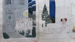 Smilby, Francis Wilford-Smith 28 coloured 'Christmas Party' themed original artists rough sketches