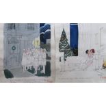 Smilby, Francis Wilford-Smith 28 coloured 'Christmas Party' themed original artists rough sketches
