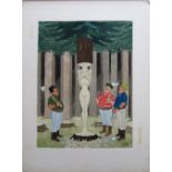 Smilby, Francis Wilford-Smith 'Tree carvers' uncaptioned cartoon artwork for Pardon Magazin Germany