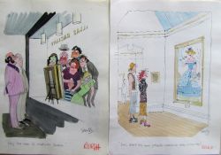 Smilby, Francis Wilford-Smith thirty-seven coloured 'Art' themed original artists rough sketches