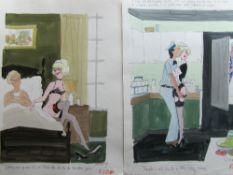 Smilby, Francis Wilford-Smith forty coloured 'Suzette' themed original artists rough sketches