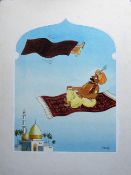 Smilby, Francis Wilford-Smith 'Flying carpet couple' cartoon artwork for Playboy