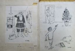 Smilby, Francis Wilford-Smith a collection ink & pen 'Snow, Christmas' themed artists rough drawings