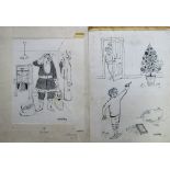 Smilby, Francis Wilford-Smith a collection ink & pen 'Snow, Christmas' themed artists rough drawings