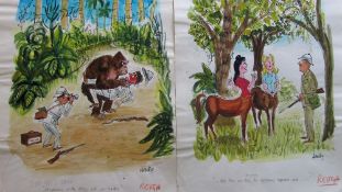 Smilby, Francis Wilford-Smith forty-five coloured 'Travel/Holiday/Car/Boat' artists rough sketches