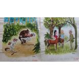 Smilby, Francis Wilford-Smith forty-five coloured 'Travel/Holiday/Car/Boat' artists rough sketches