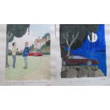 Smilby, Francis Wilford-Smith forty coloured 'Travel/Holiday/Car/Boat' themed artists rough sketches