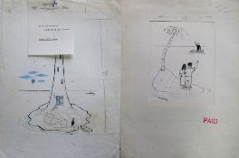 Smilby, Francis Wilford-Smith a collection ink & pen 'Sea, Beach, Sailing' artists rough drawings