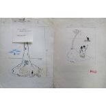 Smilby, Francis Wilford-Smith a collection ink & pen 'Sea, Beach, Sailing' artists rough drawings