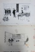 Smilby, Francis Wilford-Smith a collection ink & pen Industry/Business themed artists rough drawings